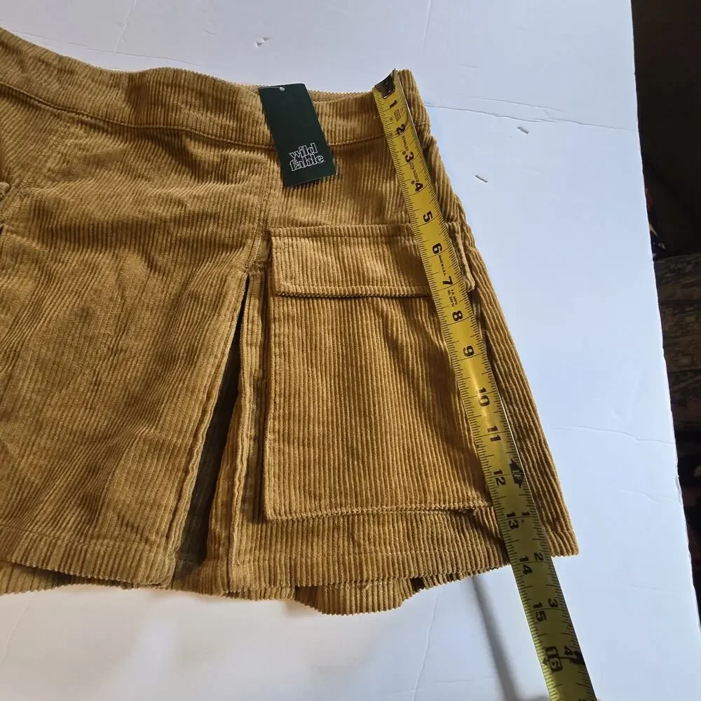 Wild Fable NWT Corduroy Mini Cargo Skirt Womens LG Tan Brown Academia Preppy - Picture 4 of 11